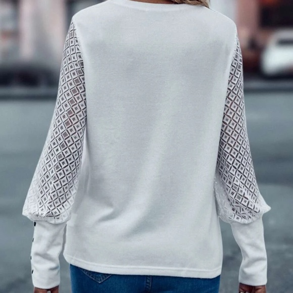 08  Sheer Sleeve Button Detail Top - Picture 4 of 6